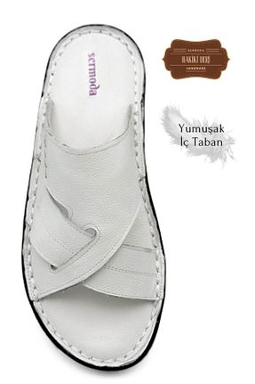 دمپائی طوسی مردانه چرم خالص sermoda - کد 837874788