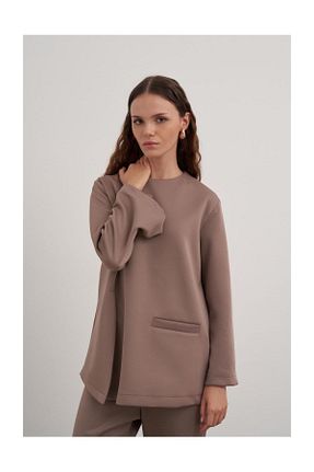 ست بالاتنه و پائین تنه حجاب قهوه ای زنانه رگولار FUSHYA - کد 859015287