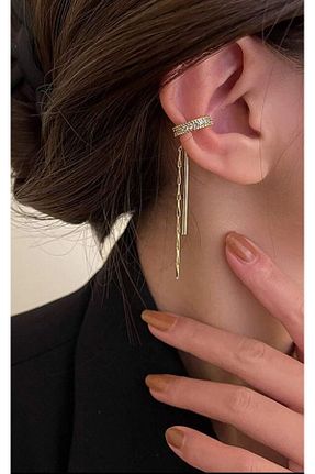 گوشواره غضروفی نقره طلائی AychaAksesuar - کد 837535144
