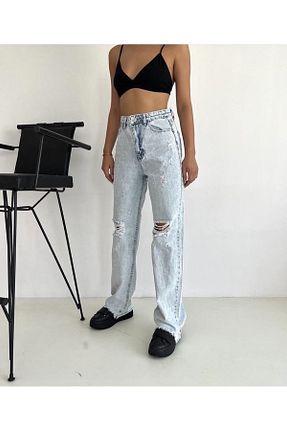 شلوار جین آبی زنانه پاچه پهن jean shop - کد 744414592