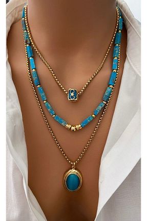 گردنبند جواهر آبی زنانه سنگ طبیعی TARZ-I TAKI - کد 853051560