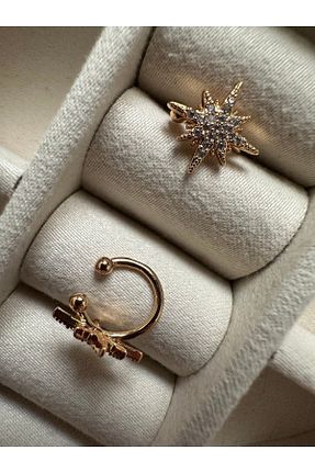 گوشواره غضروفی جواهر طلائی زنانه روکش طلا ringbox - کد 705555671