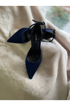 کفش پاشنه بلند کلاسیک سرمه ای زنانه ساتن LADİESHOE - کد 463486941