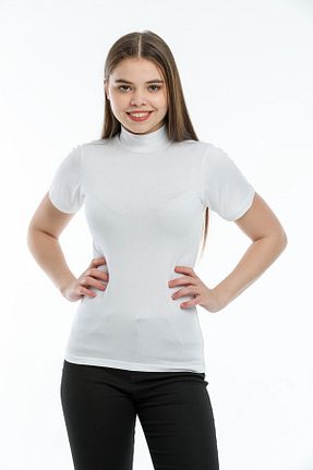 بادی سفید زنانه یقه ماهیگیر YCG GİYİM - کد 131083592
