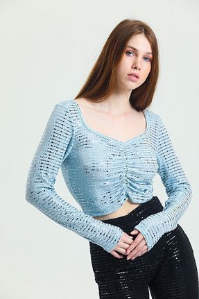 بلوز آبی زنانه ساده Sense - کد 410907309