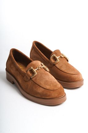 کفش لوفر قهوه ای زنانه چرم خالص GNS Shoes - کد 858980025