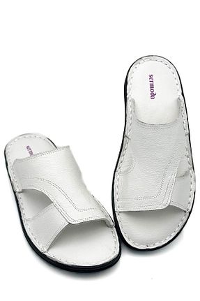 دمپائی سفید مردانه چرم خالص sermoda - کد 836522912