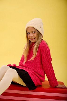 پلیور صورتی بچه گانه Saç Örgü Nisrakids - کد 859007416