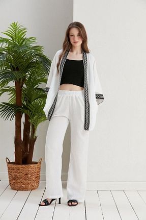 ست بالاتنه و پائین تنه سفید زنانه بافتنی MAYEN MODA - کد 735547146