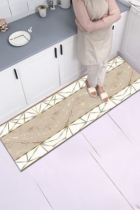 فرش آشپزخانه بژ پلی استر Bir Aksesuar - کد 806450894