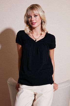 بلوز مشکی زنانه ساده Lela - کد 833113040