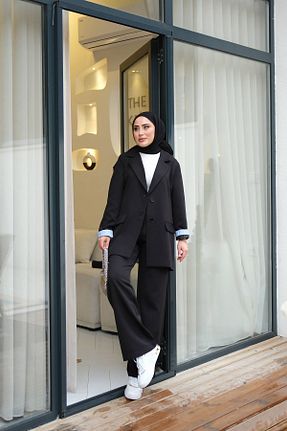ست بالاتنه و پائین تنه مشکی زنانه بافتنی lurex moda - کد 813675987