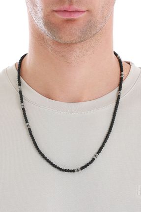 گردنبند جواهر مشکی مردانه استیل ضد زنگ Hatemoğlu - کد 858956292