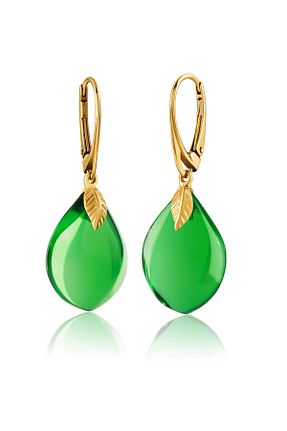 گوشواره نقره سبز زنانه 925 عیار Amber by Mazukna - کد 837299342