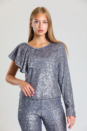 بلوز طوسی زنانه اسلیم فیت Sense - کد 345301220