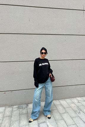 شلوار جین آبی زنانه پاچه پهن Seda Yalçın Atelier - کد 858967242