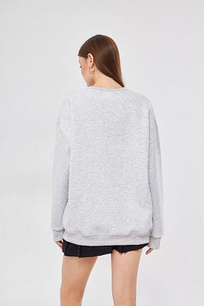 سوئیشرت طوسی زنانه ساده Moda Işık - کد 859015861