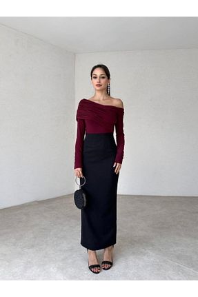 لباس زرشکی زنانه بافتنی Afiş Butik - کد 857040824