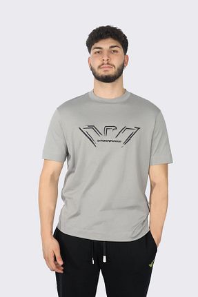 تیشرت طوسی مردانه یقه دوچرخه Emporio Armani - کد 859130426