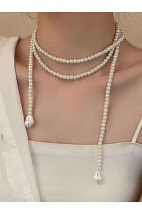 گردنبند جواهر سفید زنانه مروارید SHİNELİZE - کد 859094396