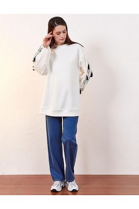 سوئیشرت سفید زنانه ساده Kayra - کد 772836234