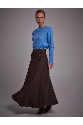 دامن قهوه ای زنانه پارچه Kayra - کد 771592571