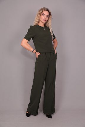 کت و شلوار خاکی زنانه یقه هفت ÖNDER ÖZSOY - کد 758433771