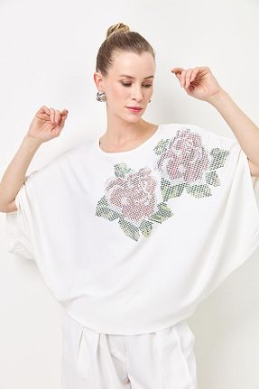 پلیور سفید زنانه رترو Two Mail - کد 809683405