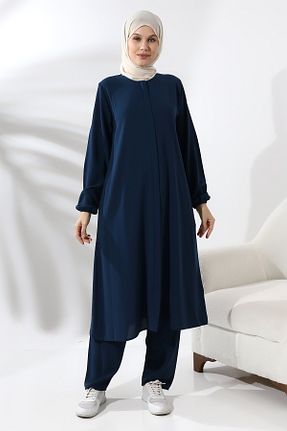 لباس حجاب سرمه ای زنانه اورسایز ihvanonline - کد 767078268