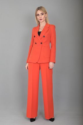 کت و شلوار نارنجی زنانه یقه کتی ÖNDER ÖZSOY - کد 588752384
