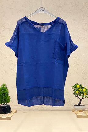 بلوز سرمه ای زنانه ساده sahnemoda - کد 756468984