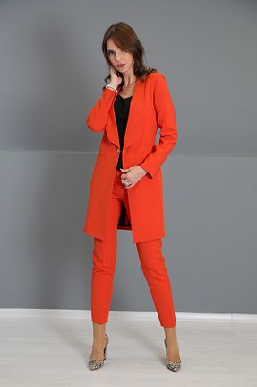 کت و شلوار نارنجی زنانه یقه کتی ÖNDER ÖZSOY - کد 378774818