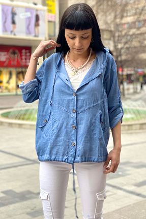 پیراهن آبی زنانه گشاد sahnemoda - کد 39077435