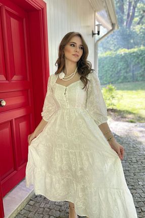 لباس سفید زنانه بافتنی HELİS BUTİK - کد 845458940
