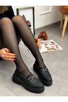کفش لوفر مشکی زنانه جیر ERVANIN BUTİĞİ - کد 801466580