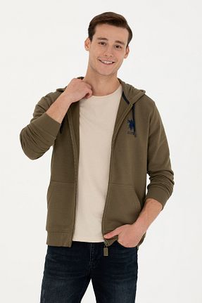 سوئیشرت خاکی مردانه ساده U.S. Polo Assn. - کد 838948141