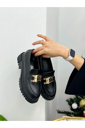 کفش لوفر مشکی زنانه جیر ERVANIN BUTİĞİ - کد 789274265