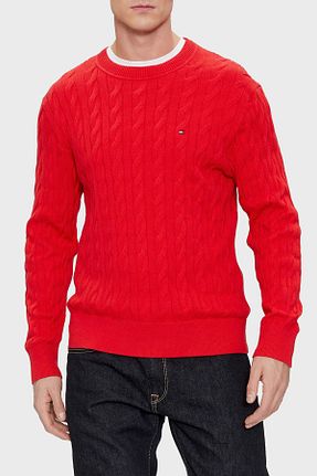 پلیور قرمز مردانه ساده Tommy Hilfiger - کد 858811479
