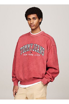 سوئیشرت قرمز مردانه چاپی Tommy Jeans - کد 858820143