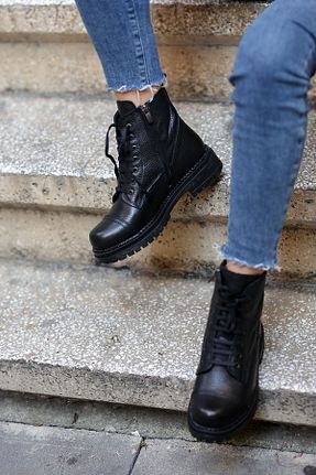 بوت / نیم بوت مشکی زنانه چرم خالص EREN SHOES BAG - کد 858288384
