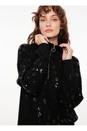پلیور مشکی زنانه ساده Fabrika - کد 775803577