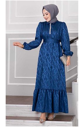 لباس مجلسی حجاب سرمه ای زنانه رگولار ELEGANTSTİL - کد 837216586