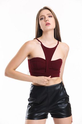 نیم تنه زرشکی زنانه پلی استر Sense - کد 309616383