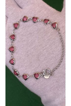 دستبند جواهر صورتی زنانه زیرکن Gül Accessory - کد 832866743