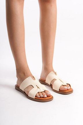 دمپائی بژ زنانه چرم خالص ND Shoes - کد 849635154