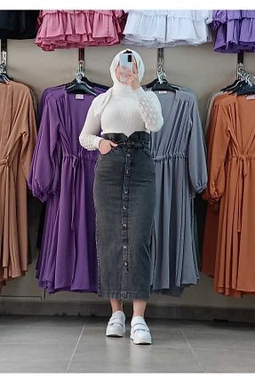 دامن حجاب طوسی زنانه جین MODA CEYDA - کد 765355192