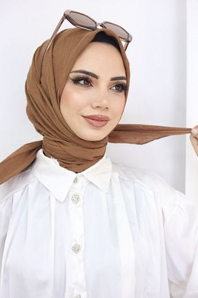 شال قهوه ای زنانه پنبه ای feronis - کد 824928307
