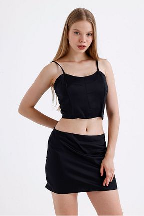 دامن مشکی زنانه ساتن Sense - کد 859016383