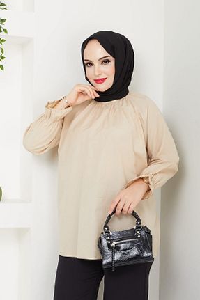 پیراهن حجاب بژ زنانه رگولار CNG MODA - کد 859065795