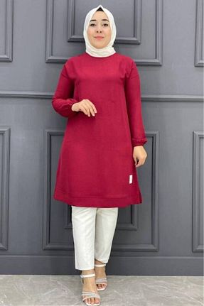 تونیک سایز بزرگ زرشکی زنانه بافتنی GGMM - کد 825586910